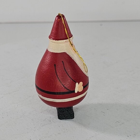 Vintage Handcrafted Wooden Santa Claus Christmas Ornament Christmas Folk Art - Picture 6 of 8